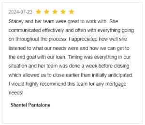 Screenshot Review for Stacey Sandlin Benas Veikalas Mortgage Broker Slam Dunk Mortgage Team Viera, Melbourne Florida