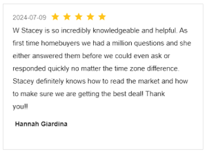 Screenshot Review for Stacey Sandlin Benas Veikalas Mortgage Broker Slam Dunk Mortgage Team Viera, Melbourne Florida