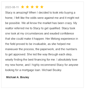 Screenshot Review for Stacey Sandlin Benas Veikalas Mortgage Broker Slam Dunk Mortgage Team Viera, Melbourne Florida