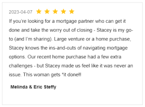 Screenshot Review for Stacey Sandlin Benas Veikalas Mortgage Broker Slam Dunk Mortgage Team Viera, Melbourne Florida