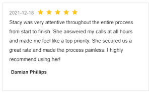 Screenshot Review for Stacey Sandlin Benas Veikalas Mortgage Broker Slam Dunk Mortgage Team Viera, Melbourne Florida