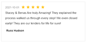 Screenshot Review for Stacey Sandlin Benas Veikalas Mortgage Broker Slam Dunk Mortgage Team Viera, Melbourne Florida