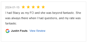 Screenshot Review for Stacey Sandlin Benas Veikalas Mortgage Broker Slam Dunk Mortgage Team Viera, Melbourne Florida