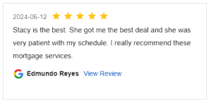 Screenshot Review for Stacey Sandlin Benas Veikalas Mortgage Broker Slam Dunk Mortgage Team Viera, Melbourne Florida